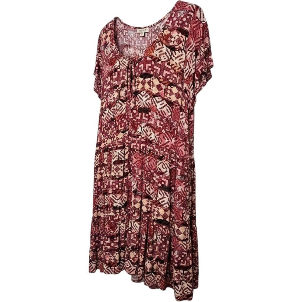 True Craft Aztec Print Viscose Midi Dress Plus Size 3X
